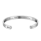 Q&Locket Cross Inspirational Bracelet Christian Gift for Women Girls Personalized Custom Engraved Re