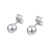 Beydodo Pendientes de plata de ley 925 para mujer, aretes de bola para hombre, piercing de oreja pulido, 2,5 a 6 mm, Regular, No es una piedra preciosa
