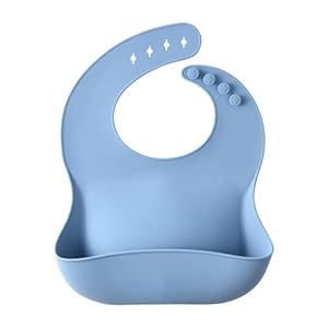 Momcozy Silicone Baby Bibs Easily Clean, Soft Adjustable Waterproof Silicone Bibs (Blue)