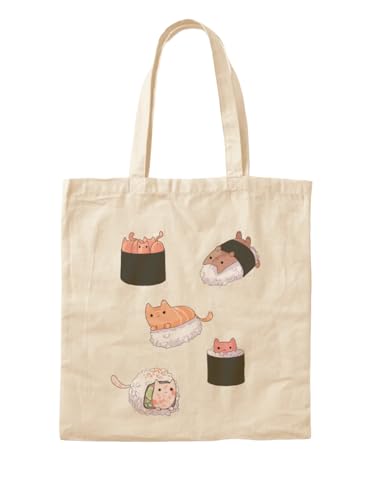 Sac fourre-tout Sushi Cats idéal pour le shopping et les cours