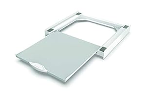 Meliconi Base Torre Pro L60, Universele Overlay Kit voor Wasmachine en Droogtrommel met Uittrekbaar Houten Planchet en Inclusief Veiligheidsriempje. Wit. Gemaakt in Italië