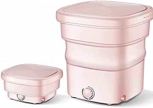 HUSANGGE Mini Lavadora Portátil, Lavadora Plegable con Secador Giratorio, Desinfección con Ozono, Pequeños Electrodomésticos Semiautomáticos,Rosa,Pleasant63