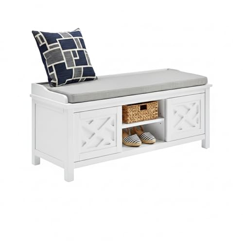 Alaterre Furniture Coventry Entryway Bench with Cushion, White, 45”
