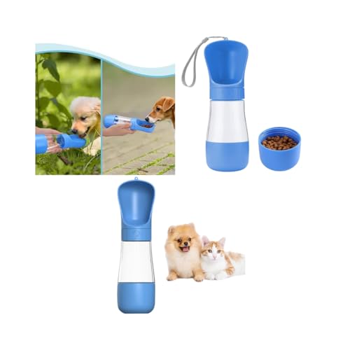 Garrafa Bebedouro Pet Portátil 2 em 1 Água e Ração (Azul)