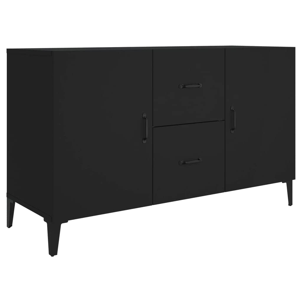 Czarny kredens 100x36x60 cm drewno inżynieryjne, szafka boczna z 2 drzwiami i 2 szufladami, szafka do przechowywania do salonu, stylowy design i łatwe do czyszczenia