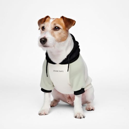 Image of Spark Paws Dog Hoodie - Premium Dog Sweater for Small, Medium, and Large Dogs | Warm Outfits for French Bulldogs, Pitbull, Puppy, Winter Jacket Alternative - Olive Cream - L