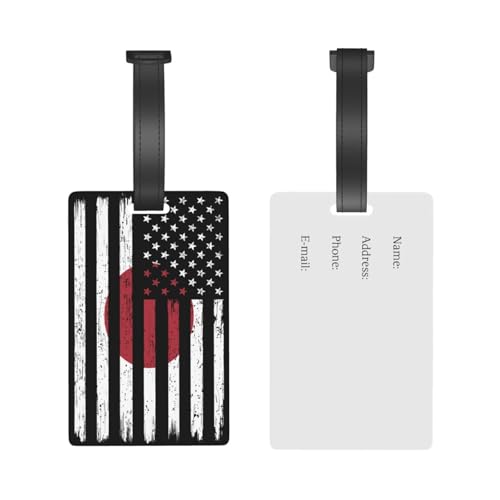 US & Japan Flag Luggage Tags for Suitcases Travel ID Labels