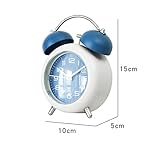 Despertador, metal mesa de 10 cm, relógio analógico silencioso com luz noturna para dormitório, casa, escritório, viagem, decoração, despertador (rosa) glide