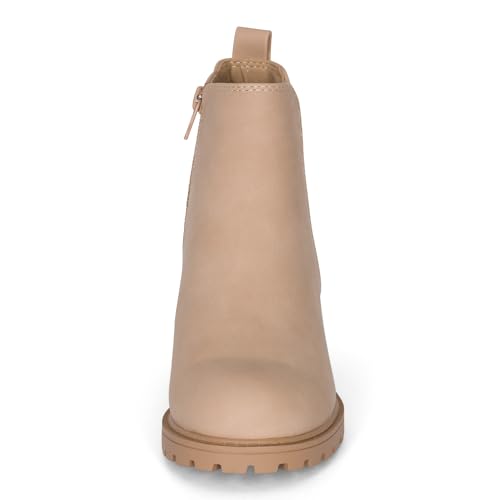 STYLISH S CIELO-K ~ Girls Lug Sole Block Heel Platform Chelsea Ankle Boots with Side Zipper (Taupe, 4) by STYLISH S - Used condition - Image 4