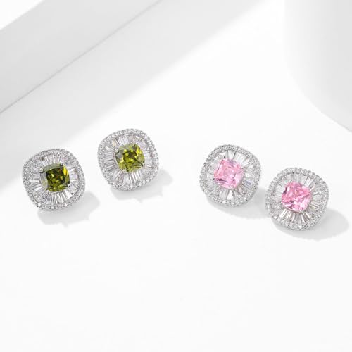 Boucles d'oreilles carrées en moissanite or 14K bijoux géométriques - 3