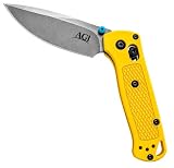 Bugout EDC knife, S30V Steel Blade Folding Pocket Knife (Yellow/Silver)
