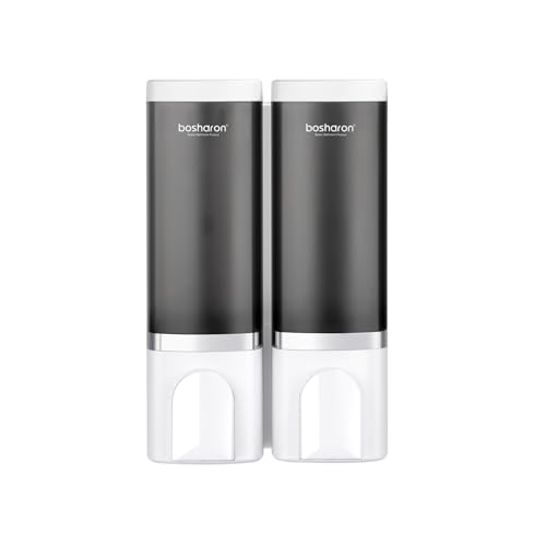 2-in-1 Shower Soap Dispenser, 2×500 ml Shampoo and Conditioner Dispenser Wall-Mounted Shower Pump Soap Dispenser Body Wash Dispenser for Bathroom Kitchen Hotel (2 Chamber + White)