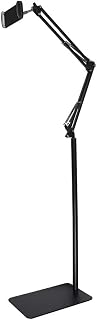 Tablet Floor Stand, Adjustable Universal 360-degree Rotatable Metal Tablet Holder, Phone Stand for iPad/iPhone or Other 4.5~12.9 Inches Devices (Black)