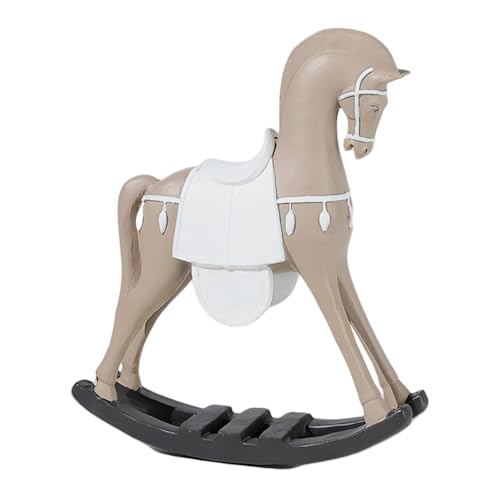 木彫像模造木目調樹脂工芸リビングルームオフィス装飾動物装飾品 - ロッキングホースコーヒー色