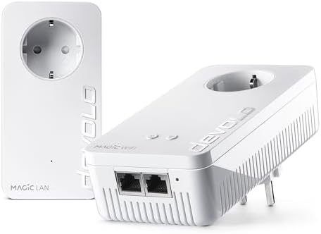 devolo Magic 2 WiFi 6 Starter Kit, WLAN Powerline Adapter, bis zu 2.400 Mbit/s, Mesh WLAN Steckdose, 2x Gigabit LAN, Access Point, dLAN 2.0, weiß