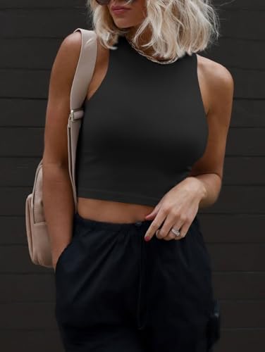 Image of ATHMILE Womens Double Lined Crop Tank Tops Casual Basic Shirts Sleeveless Workout Tops Cute Summer Clothes Teen Girls
