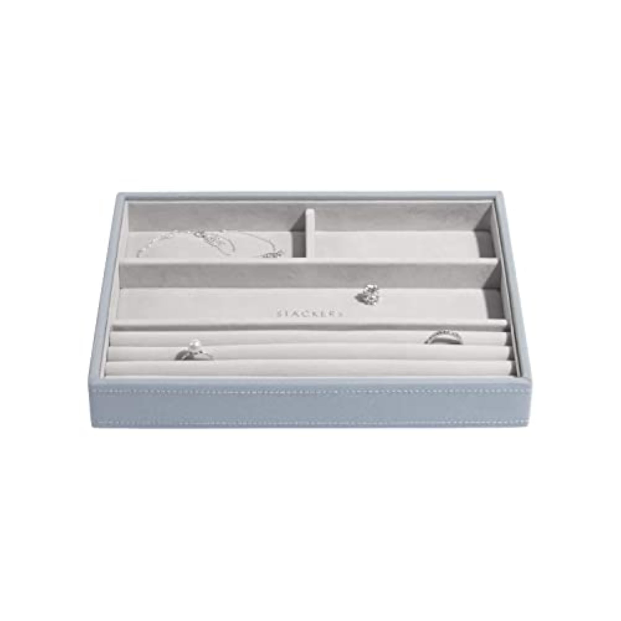 Dusky Blue Ring & Bracelet Layer Medium Jewellery Storage Organiser Box