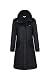 Produktbild rhythm of the rain Regenmantel Damen gefüttert Windbreaker lang Wasserdicht Atmungsaktive Regenjacke mit kapuze Friesennerz PU Regenparka Outdoorjacke Schwarz 38-EU