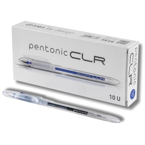 Image of Pentonic 0.7mm CLR Ball Pen | Transparent Body, Blue Ink (Pack of 10)