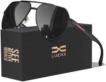 LUENX Aviator Polarized Sunglasses for Men: Classic UV400 Driving...