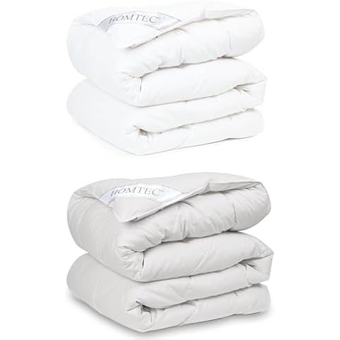 HOMTEC Queen Size Cotton Duvet White + Light Gray Cover