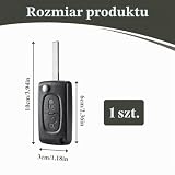 Obudowa klucza CE0536 2 przyciski pasuje do Peugeot 107 207 208 307 308 407 5008 i Citroën C2 C3 C4 C5 C6 C6 tuleja na kluczyk samochodowy ze śrubą VA2, obudowa bez elektroniki