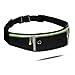Waist pack sport running Belt Pack with adjustable Strap for running hiking travel outdoors sport (Black, 3 Pockets)