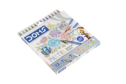 Doms Pastel Brush Pens (14 Shades | 12 + 1 + 1) (Pack of 1), Multicolor - Image 4