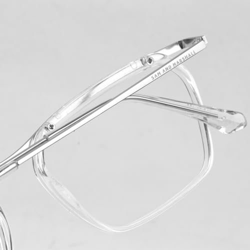 Image of SAM AND MARSHALL CHARLIE Eyeglasses - Light Weight Blu-Cut Computer Glasses With Tinted Metal Frames - Prescription Friendly Rectangle Shape for Men & Women