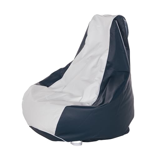 Taylor Made Marine Bean Bag Chair for Boats, Docks, Beaches, Marine Grade Vinyl, Twin-Zipper Design, Weather-Resistant, Water-Repellent, Carrying Handles, White/Navy – 2020193616