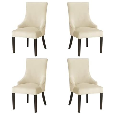 SOPARLLY Velvet Wingback Chair Cover Stretch Banquet Chair Slipcover Soft Arm Chair Protector Dining Room Cover for Home Party Decor (Cream, Set of 4) Cover