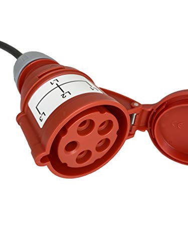 NWP Messadapter Prüfadapter Schuko Stecker auf 32A CEE Kupplung 5-Polig für DGUV V3 VDE 0701/0702-1,5m Anschlussleitung - Zubehör für Messgeräte und Prüfgeräte