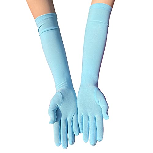 PTNKUIIY Damen Lange Handschuhe, Abendhandschuhe Milchseide Handschuhe Opernhandschuhe Tanzhandschuhe 1920er Stil Elastisch Ellenbogen Handschuhe für...