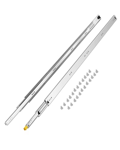 VEVOR 1 Par de Correderas para Cajones de Extensión Completa, Capacidad Carga 113,4 kg, Rodamiento de Bolas con Riel Deslizante para Cajones de Montaje Lateral con Bloqueo, 1500 x 53 x 19,5 mm