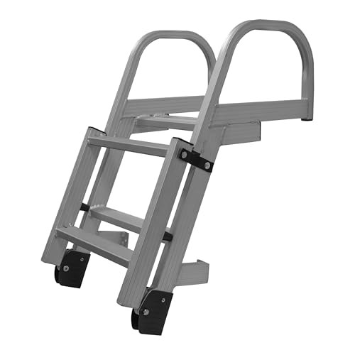 Extreme Max 3006.8878 Deluxe Welded Aluminum Folding Dock & Pontoon Ladder - 3-Step - Thumbnail 4