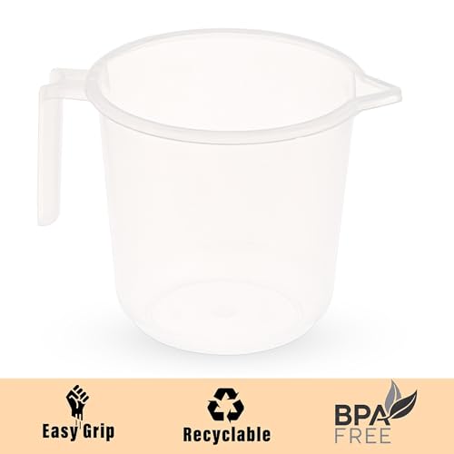 Image of Kuber Industries Pack of 12 Plastic Mug for Bathroom | Bath Mug for Bathing | Water Mug for Bathroom | 1100 ML | Transparent