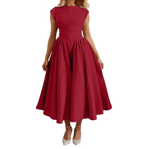 Robe d'été 2026 pour femme - Sans manches - Maxi corset - Col rond - Dos nu - Fluide - Élégante...