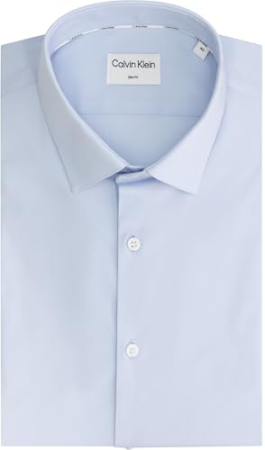Calvin Klein Camisas de Vestir Delgadas ESNTL Poplin Nos STR SLD para Hombre, Azul (Calm Blue), XL