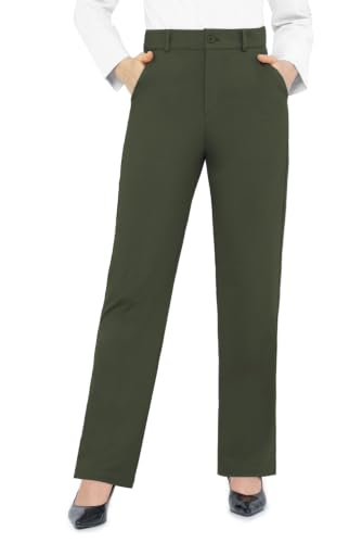 Image of Bamans Dress Pants Women Work Business Office Straight Leg Slacks
