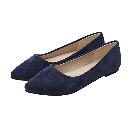 Ztwutang Stunner Women Cute Slip-On Ballet Shoes Soft Solid Classic Pointed Toe Flats 39, 7, P Blue #TOP2