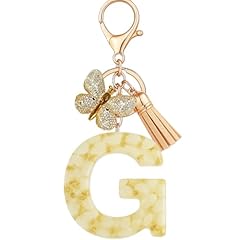 Vorysum Portachiavi Donna Farfalla Portachiavi Con Lettera Iniziale Moderno Beige Nappa Portachiavi Regalo Donna Portachiavi Decor per Borsa Zaino-G