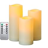 Fo32won LED Flameless Battery Operated Candles with Remote Timer, Outdoor Waterproof Slim Flickering