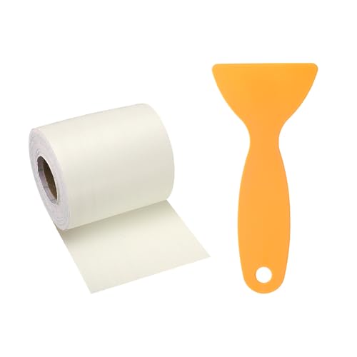Image of HARFINGTON Wood Grain Repair Tape 2 Inch x 33ft Self Adhesive Repair Patch Tape Simulated Wooden Floor Tapes with Plastic Scraper for Tables Doors Windows Furniture, Beige Wood
