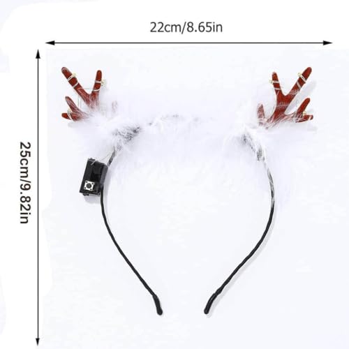 Clataly LED Light up Headband Glowing Reindeer Antlers Hair Accessories Luminous Tiara Christmas Party Hair Hoop Feather Headwear for Women(Warm light C) - Image 4