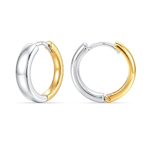 Image of TRUESILVER ACPL 925 Sterling Silver Hoop Earrings | Huggie Hoop Earrings for Women & Men | Classic Everyday Unisex Fashion Jewelry