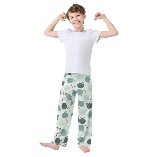 Boys' Pants Cute Green Frog Animal Long Bottoms Jogger Pants Elastic Waist Trousers with Pockets S-XL2