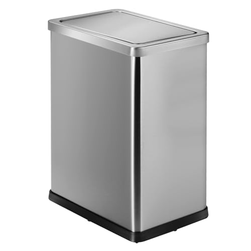 Stainless Steel Bathroom Trash Can with Swing Lid,4gallon Small Metal Garbage can Trash Bin Wastebasket for Office Bedroom Powder Room (Silver)