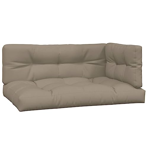 Image of Taupe Modular Outdoor Sofa Set 9.3x15.5x4.6, Solid Acacia Wood Sectional Couch with Weather-Soft Cushions, Patio Furniture for Garden, Balcony and Poolside