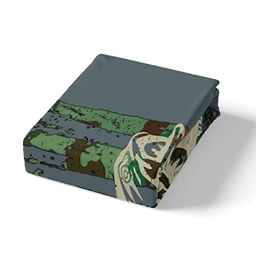Kids Green Camouflage Bedding Set Queen Camo Big Pike Fish Bedding Duvet Cover Set For Boys Girls Farmhouse Fishing Decor Comforter Cover Set Wild Bass Fish Bedspread Cover 3Pcs Rustic Bedroom #TOP4