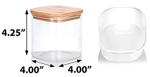 24 Fl Oz Premium Borosilicate Clear Square Glass Jars Bamboo Silicone Sealed Lid (6 Pack) Nuts Spice Or Food Kitchen Storage #TOP1